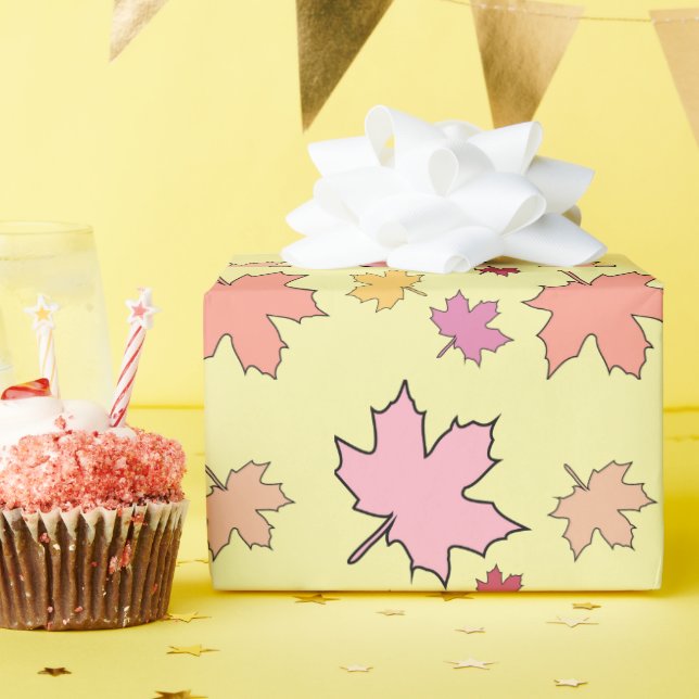 Little Pumpkin Fall in Love Autumn Leafs  Wrapping Paper (Birthday Party)