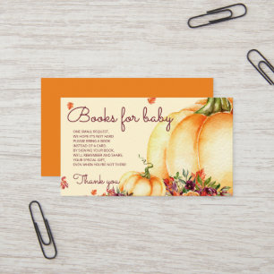Little pumpkin, fall leaves baby shower   business card
