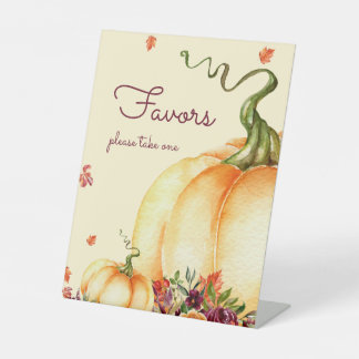 Little pumpkin, fall leaves Favour Pedestal Sign