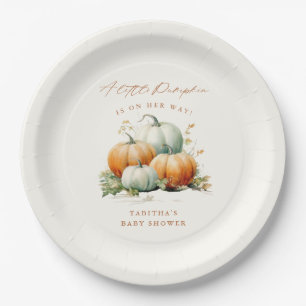 Little Pumpkin Fall Neutral Baby Shower Paper Plate