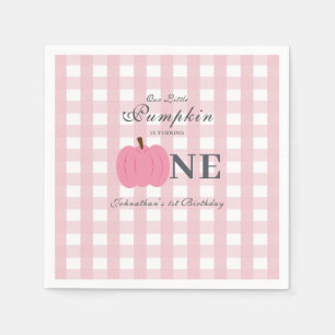 Little Pumpkin Fall Pastel Pink First Birthday Napkin