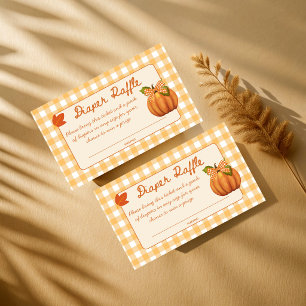 Little pumpkin fall plaid diaper raffle enclosure card