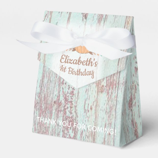 Little Pumpkin Fall Rustic 1st Birthday Favor Box (Front Side)