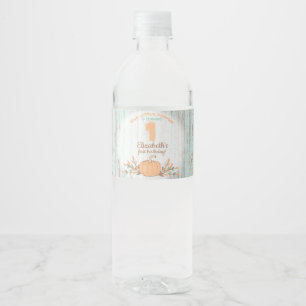 Little Pumpkin Fall Rustic 1st Birthday Water Bottle Label