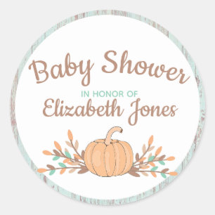 Little Pumpkin Fall Rustic Baby Shower Classic Round Sticker