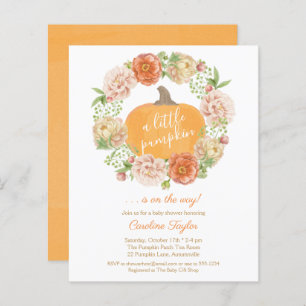 Little Pumpkin Fall Wreath Baby Shower Invitation