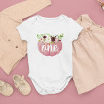 Little Pumpkin First Birthday Baby Bodysuit<br><div class="desc">Adorable baby bodysuit for your little pumpkin's first birthday features a pink watercolor pumpkin topped with ivory and burgundy flowers,  with "one" inscribed on the pumpkin in cute hand lettered script.</div>