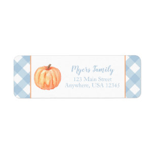 Little Pumpkin first birthday blue plaid address