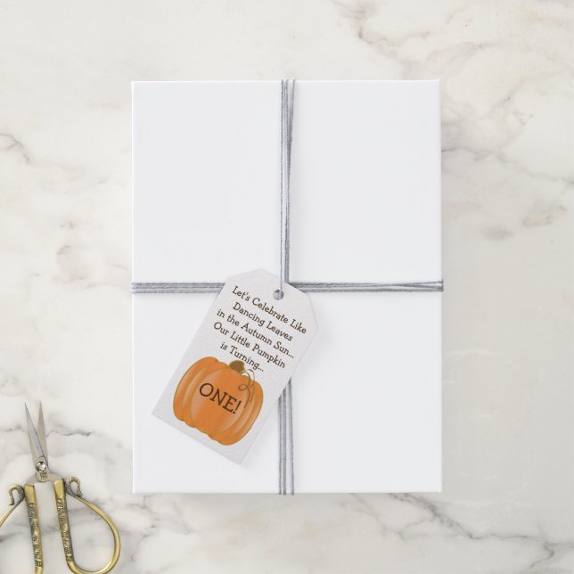 Little Pumpkin First Birthday Gift Tags (With Twine)