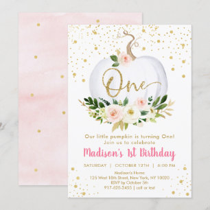 Little Pumpkin First Birthday Invitation