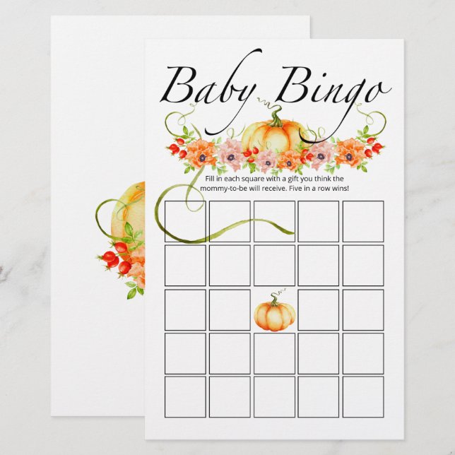 Little pumpkin floral baby bingo game (Front/Back)