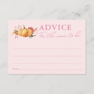 Little Pumpkin Floral Baby Shower Advice for Mom Enclosure Card