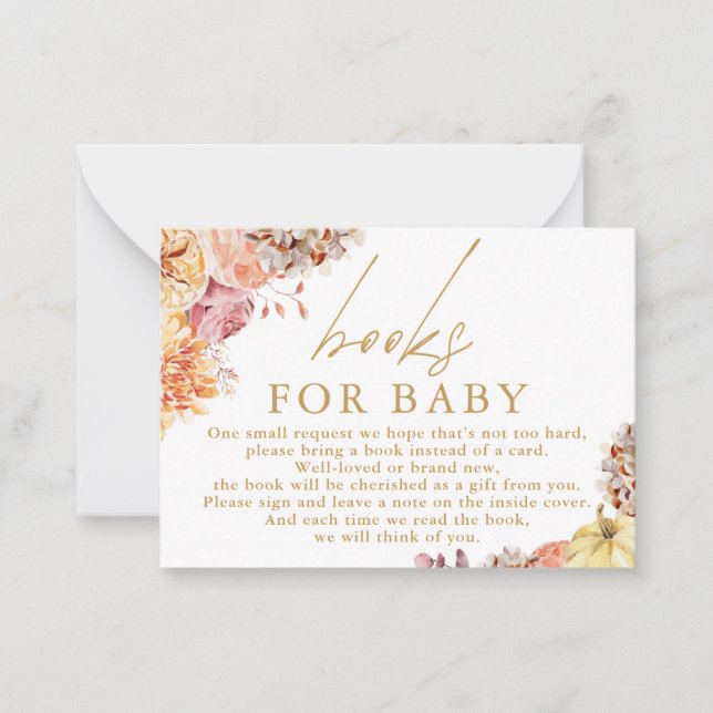 Little Pumpkin Floral Baby Shower Books For Baby Card (Front)