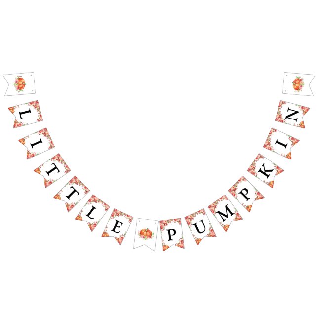 Little Pumpkin Floral Baby Shower  Bunting Flags (All)