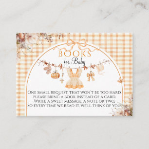 Little Pumpkin Floral Bow Fall Baby Shower Books Enclosure Card