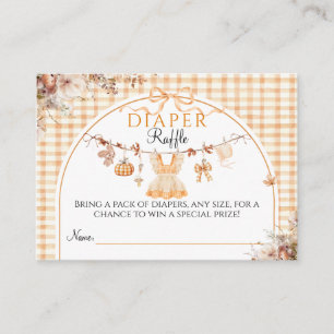 Little Pumpkin Floral Bow Fall Baby Shower Diaper Enclosure Card