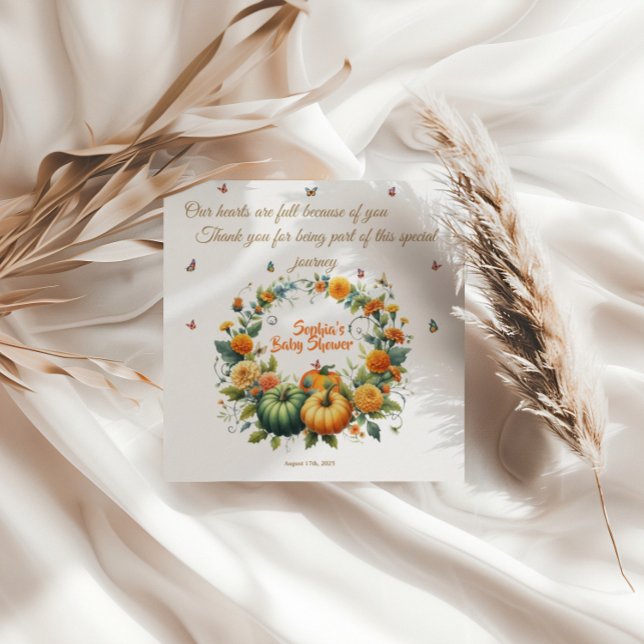Little Pumpkin Floral Fall Thank you card (Creator Uploaded)