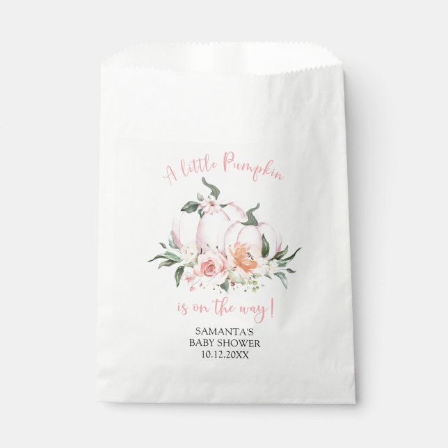Little Pumpkin Floral Girl Baby Shower Favour Bag (Front)