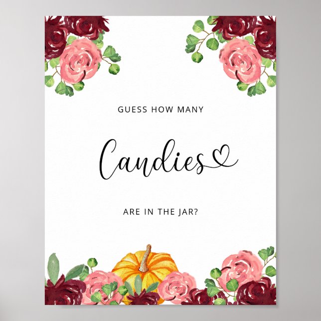 Little pumpkin floral guess how many candies  poster (Front)