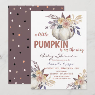 Little Pumpkin Flowers,Dots Baby Shower  Invitation