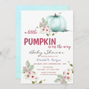Little Pumpkin Flowers,Dotted Baby Shower   Invitation