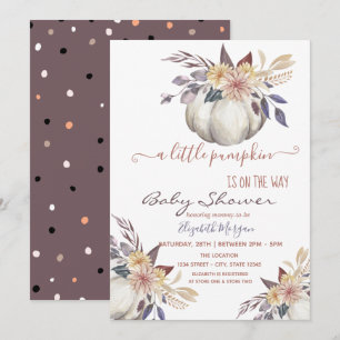 Little Pumpkin Flowers,Dotted  Baby Shower  Invitation