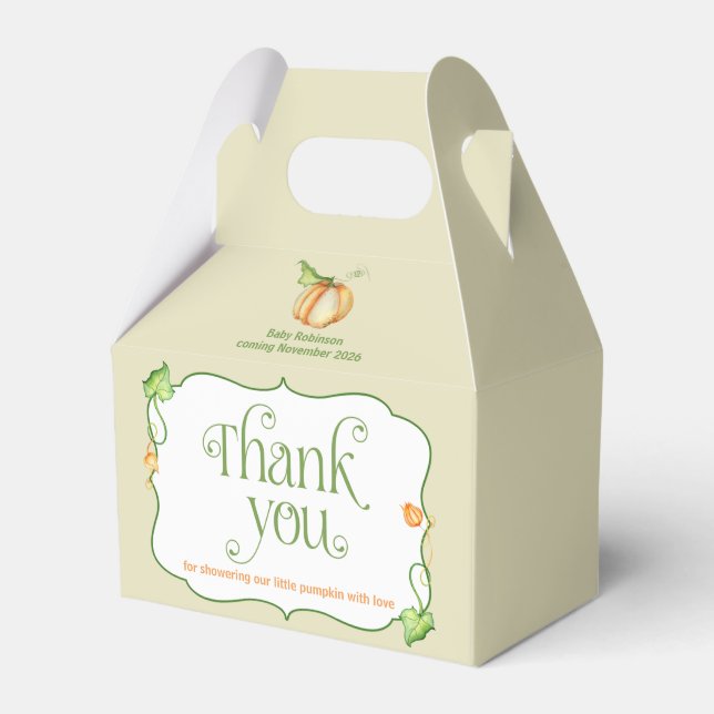 Little Pumpkin Gender Neutral Baby Shower Favor Box (Front Side)