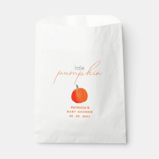 Little Pumpkin Gender Neutral Fall Baby Shower Favour Bag (Front)
