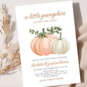 Little Pumpkin Gender Neutral Fall Baby Shower Invitation