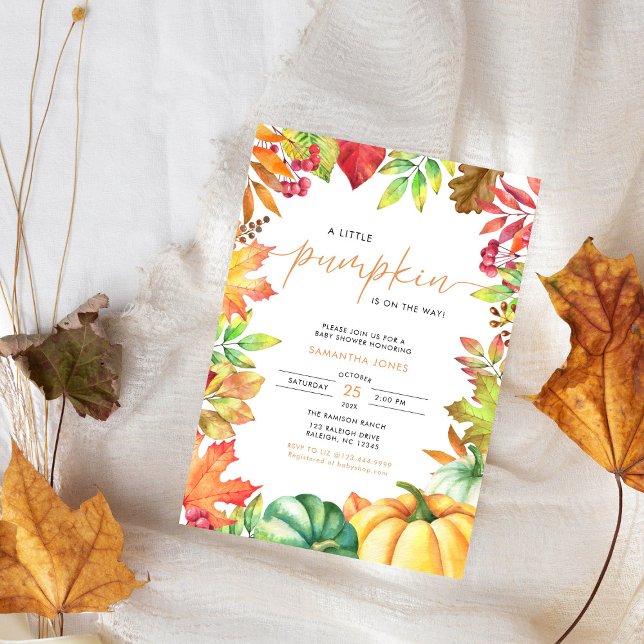 Little Pumpkin Gender Neutral Fall Baby Shower  Invitation (Creator Uploaded)