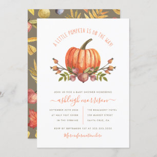 Little Pumpkin Gender Neutral Fall Baby Shower Invitation
