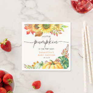 Little Pumpkin Gender Neutral Fall Baby Shower Napkin
