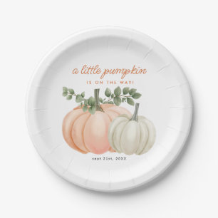 Little Pumpkin Gender Neutral Fall Baby Shower Paper Plate