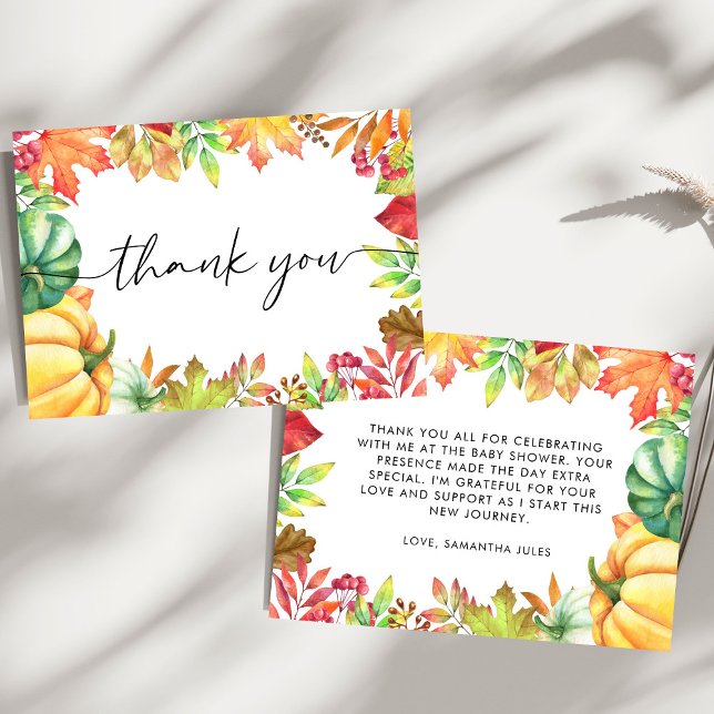 Little Pumpkin Gender Neutral Fall Baby Shower  Thank You Card (Creator Uploaded)
