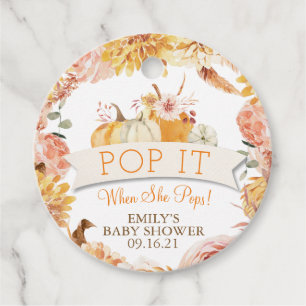 Little Pumpkin Gender Neutral Pop it When She Pops Favour Tags