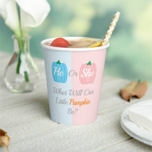 Little Pumpkin Gender Reveal Paper Cups