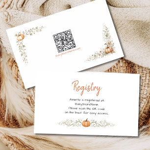 Little Pumpkin Gift Registry Watercolor QR Code Enclosure Card