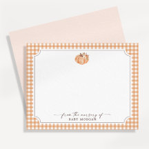 Little Pumpkin Gingham Nursery Note Card