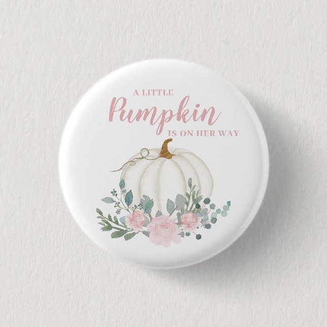 Little Pumpkin Girl Baby Shower  1 Inch Round Button (Front)