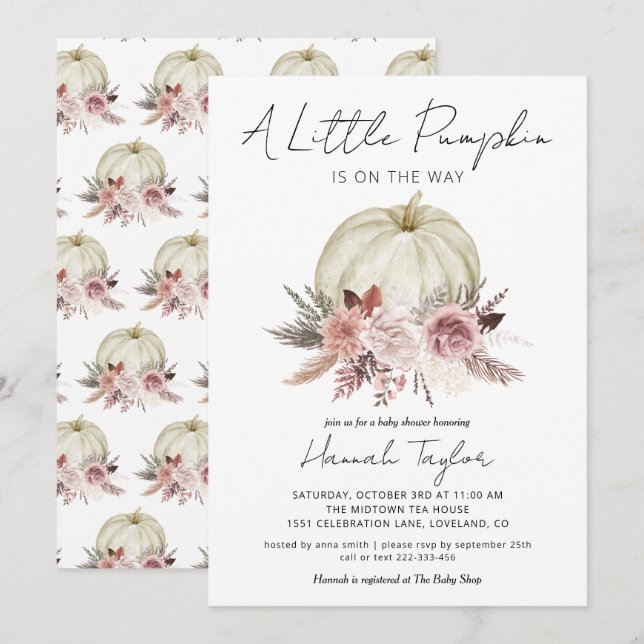Little Pumpkin Girl Baby Shower Invitation (Front/Back)