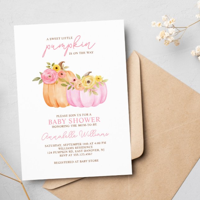 Little Pumpkin Girl Baby Shower Invitation (Creator Uploaded)