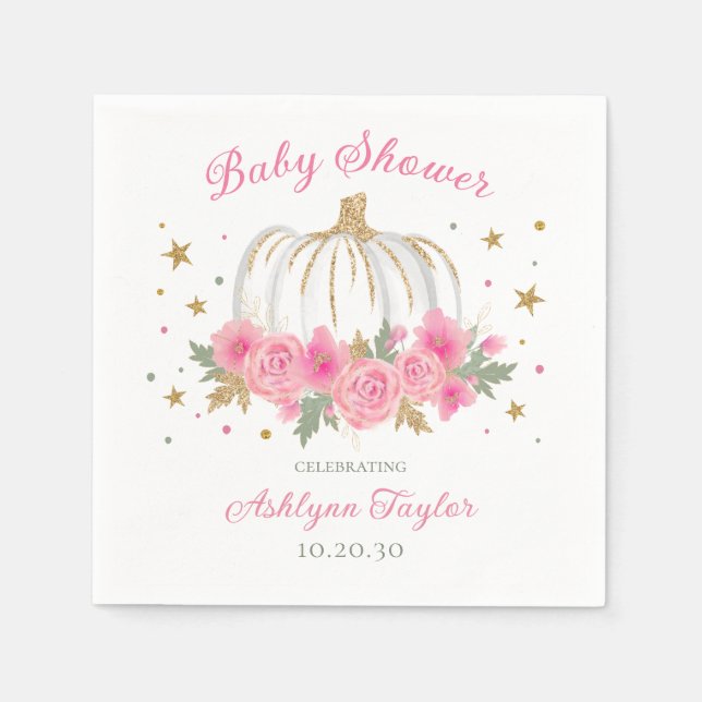 Little Pumpkin Girl Baby Shower Napkin (Front)