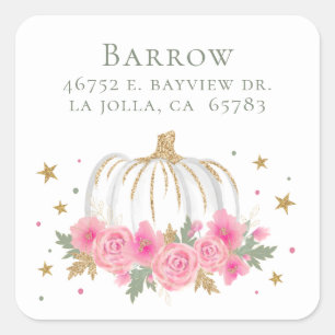 Little Pumpkin Girl Baby Shower Return Address Square Sticker