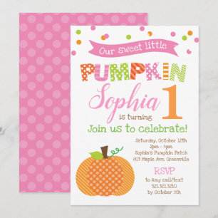 Little Pumpkin (Girl) Birthday Party Invitation