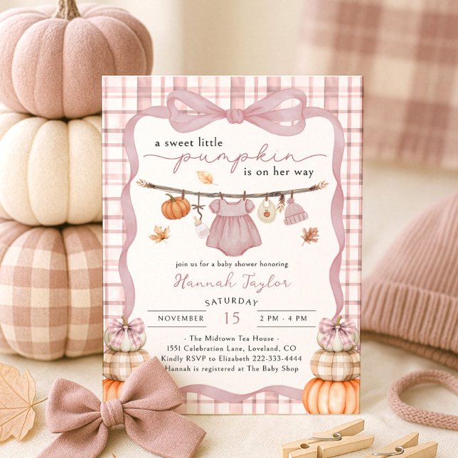 Little Pumpkin Girl Clothes Fall Baby Shower Invitation (Creator Uploaded)