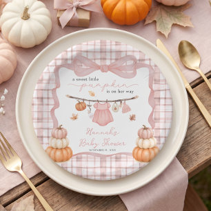 Little Pumpkin Girl Clothes Fall Baby Shower Paper Plate