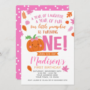 Little Pumpkin Girl First Birthday Invitation