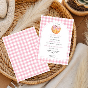 Little Pumpkin Girl Pink and white Bow Gingham Invitation