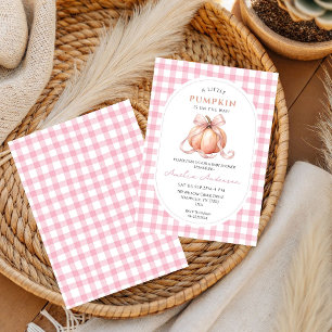 Little Pumpkin Girl Pink and white Bow Gingham Invitation