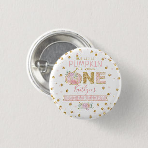 Little Pumpkin Girls 1st Birthday 1 Inch Round Button